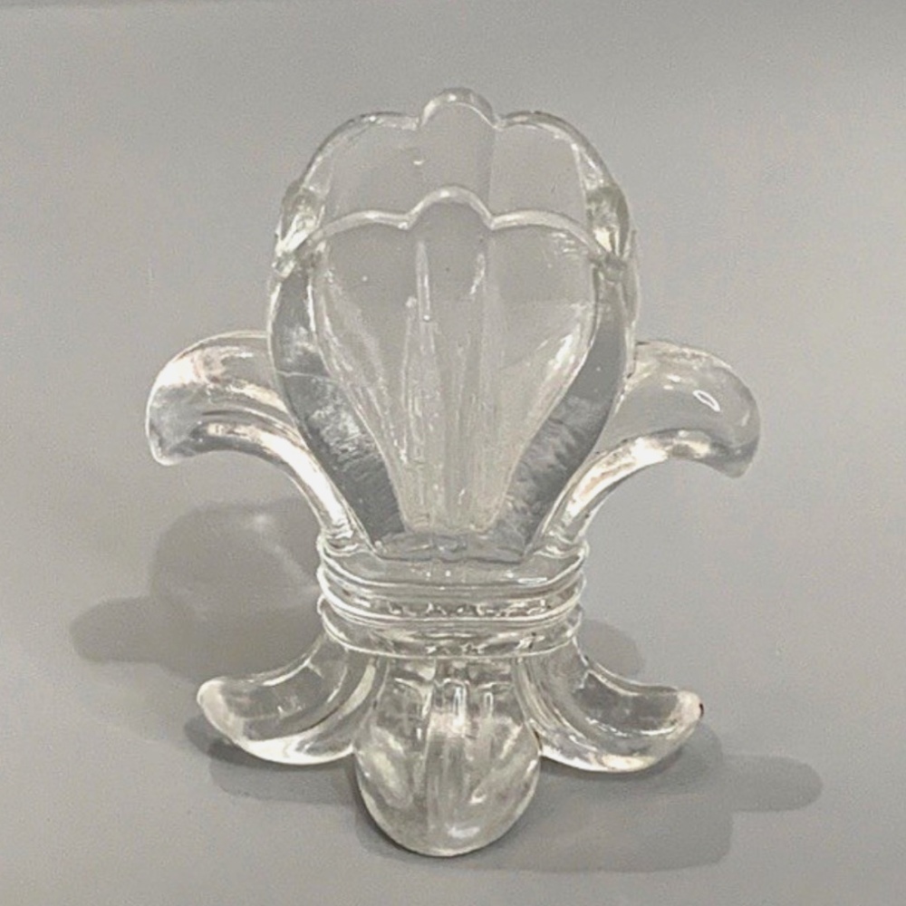 Vintage Fleur De Li Pressed Glass Toothpick Holder 4" Tall